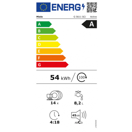 MIELE G 5611 SCi Active Φωτεινό λευκό Εντοιχιζόμενο Πλυντήριο Πιάτων 60cm